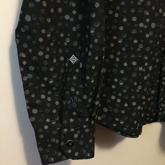 Point Zero Luxury Easy Iron Pixel Dot Semi Fit Button Down Dress Shirt - Picture 9 of 14